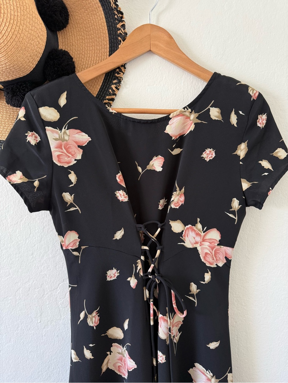 Vintage 90’s Decked Out Black Floral Maxi Dress SZ 5/6 Boho Whimsigoth - Picture 6 of 14